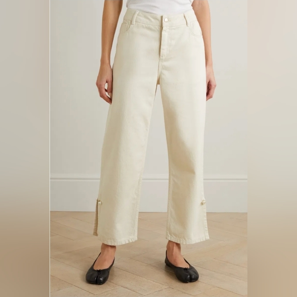 Mother of Pearl ‘Kyra’ Off-White Pearl-Embellished Jeans – SZ 16